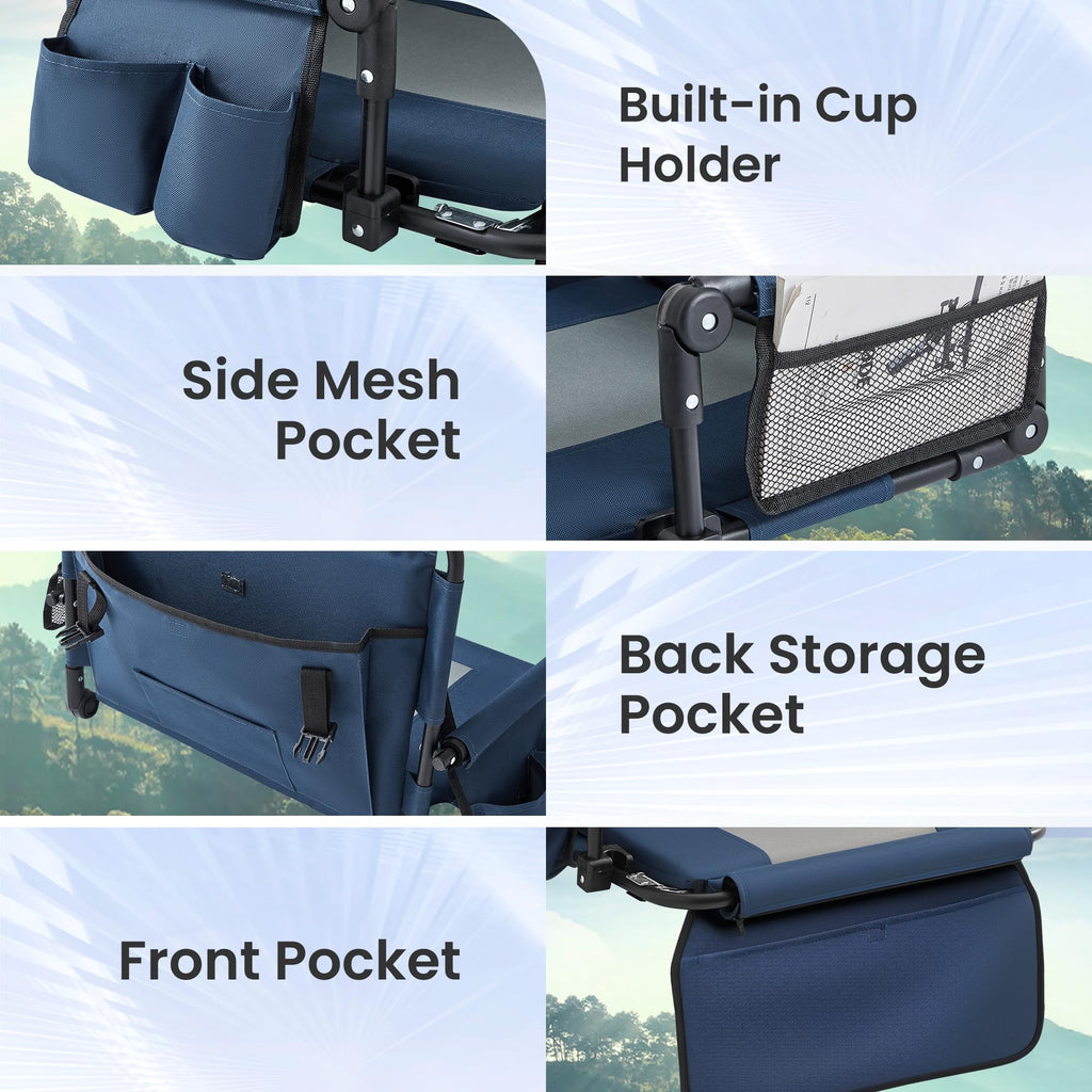 Portable Foldable Bleacher Chair with Cup Holders Blue H658