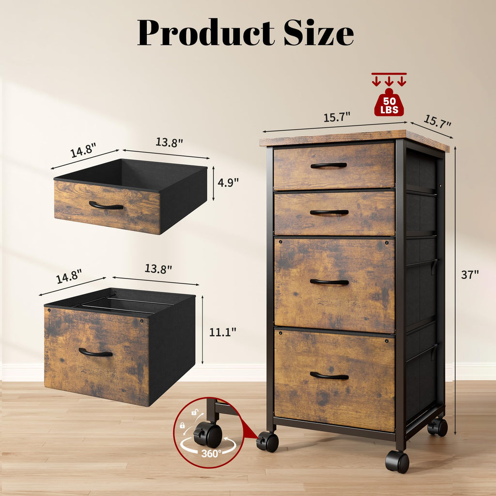 4 Drawer Rolling File Cabinet O73902
