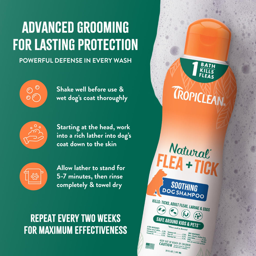 Soothing Flea and Tick Dog Shampoo 20oz S3524