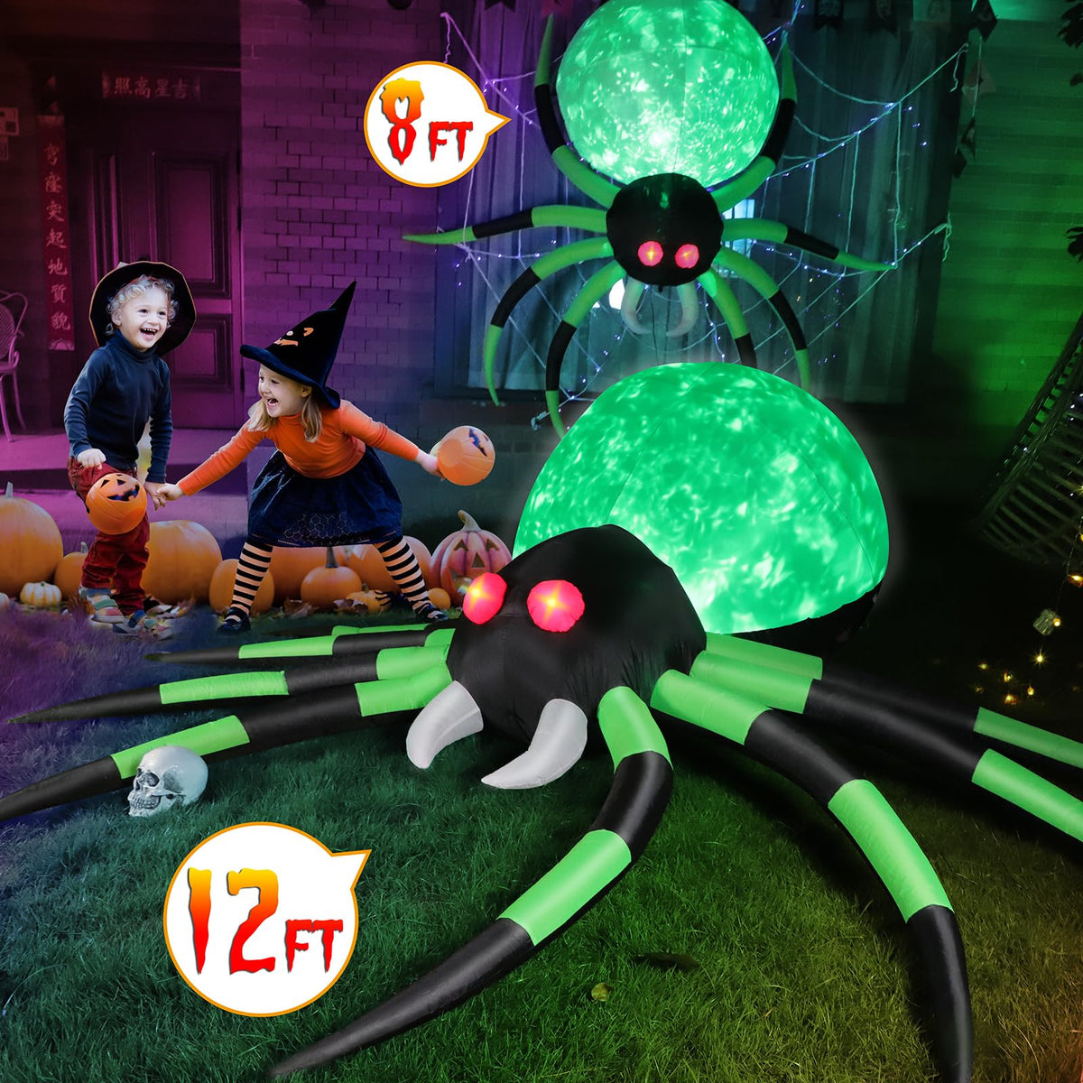 12 FT Halloween Inflatable Spider Outdoor Decoration S64679