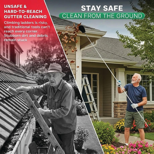 10.5 ft Adjustable Gutter Cleaning Tools with Pole N744
