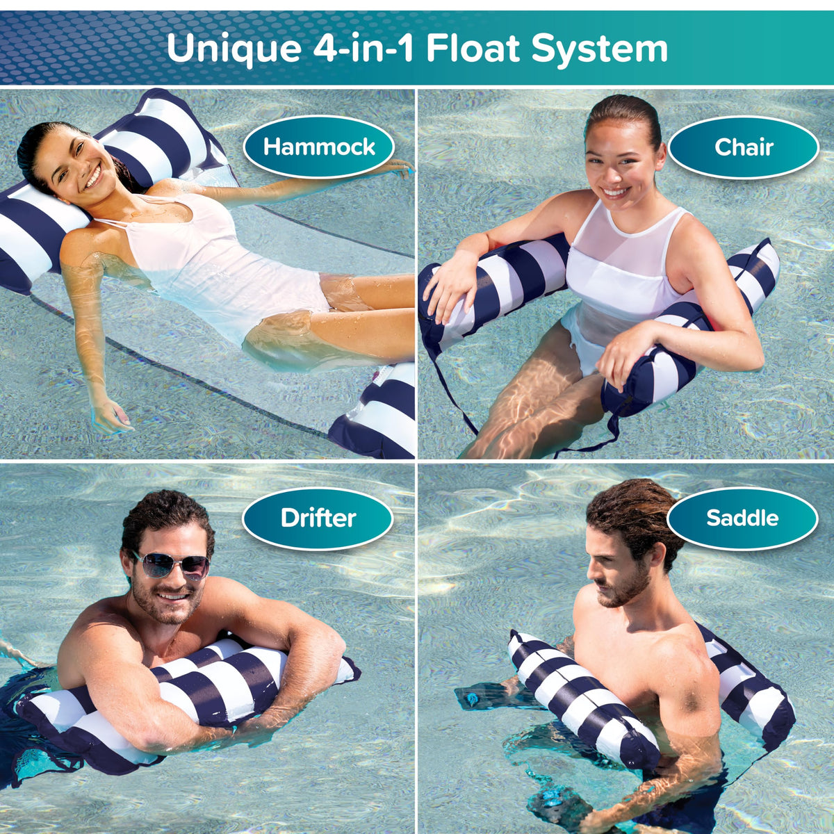 Light Blue, Navy & Burgundy/White Stripe 3-Pack Pool Float R370