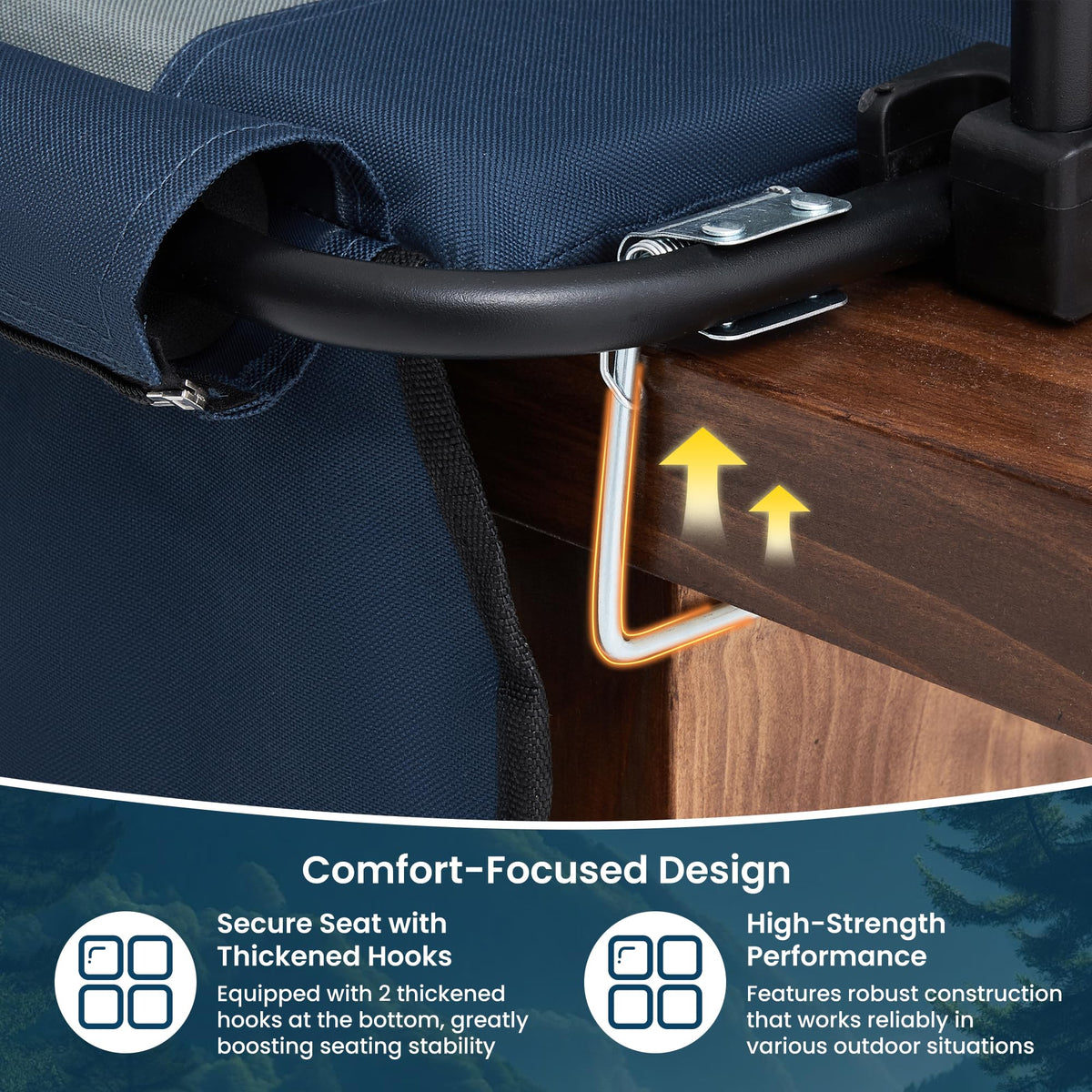 Portable Foldable Bleacher Chair with Cup Holders Blue H658