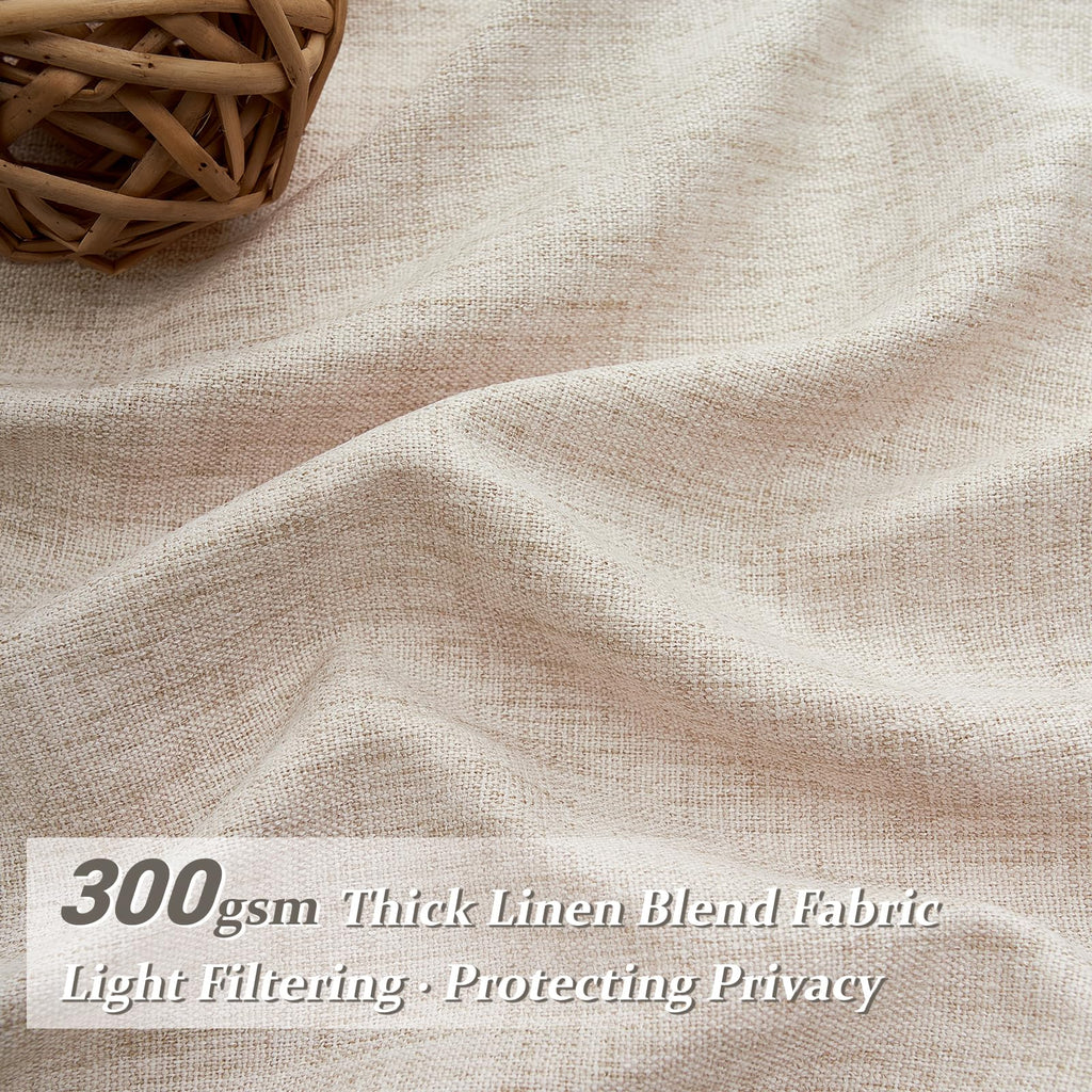 Light Filtering Semi Sheer Linen Curtains 96 Inches 2 Panels Set Z6326