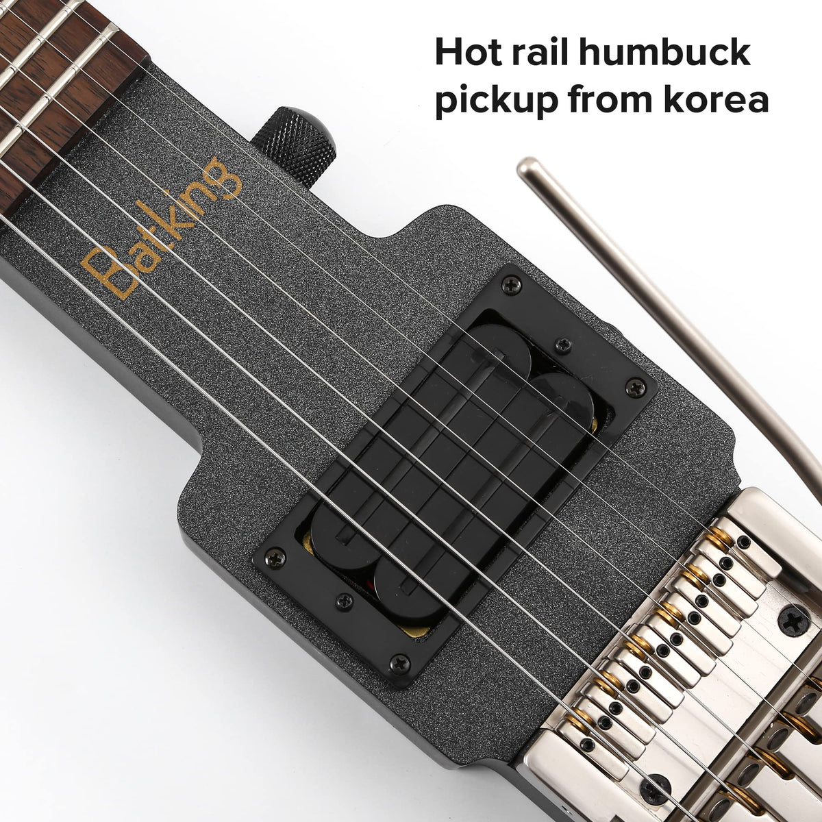 Travel Electric Guitar Headless 6 String One-piece Canada Maple Neck Double Locking Tremolo Bridge with Gigbag E469315