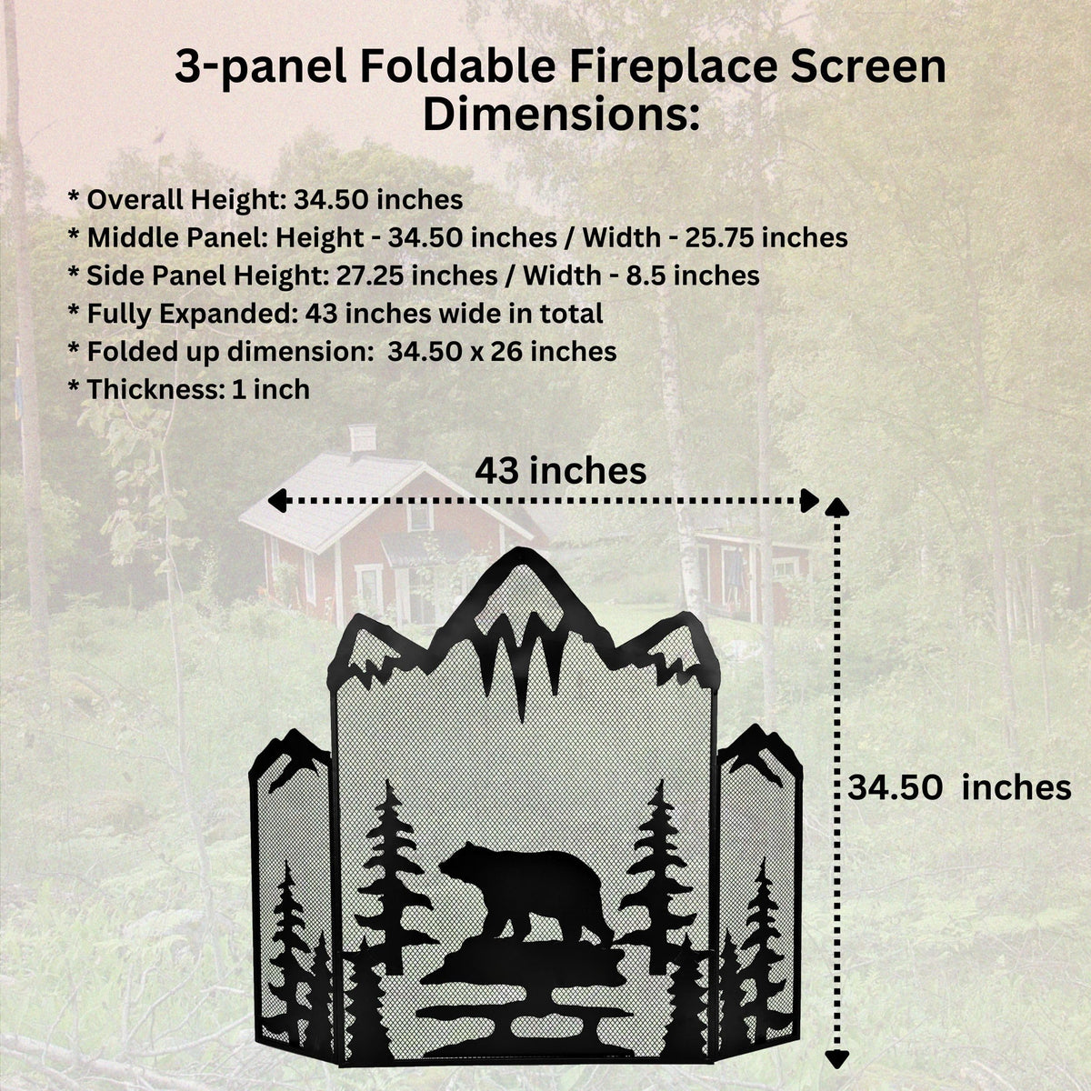 3-Panel Fireplace Screen T818