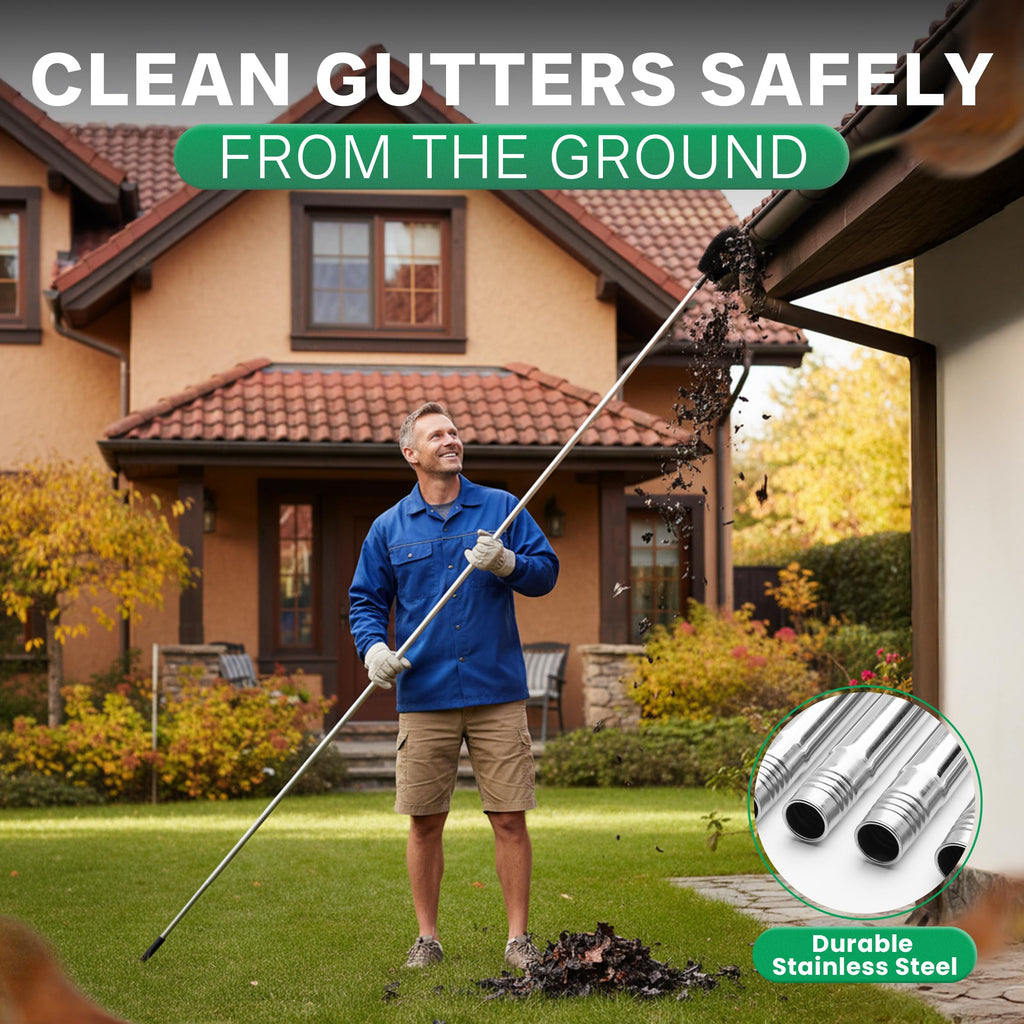 10.5 ft Adjustable Gutter Cleaning Tools with Pole N744