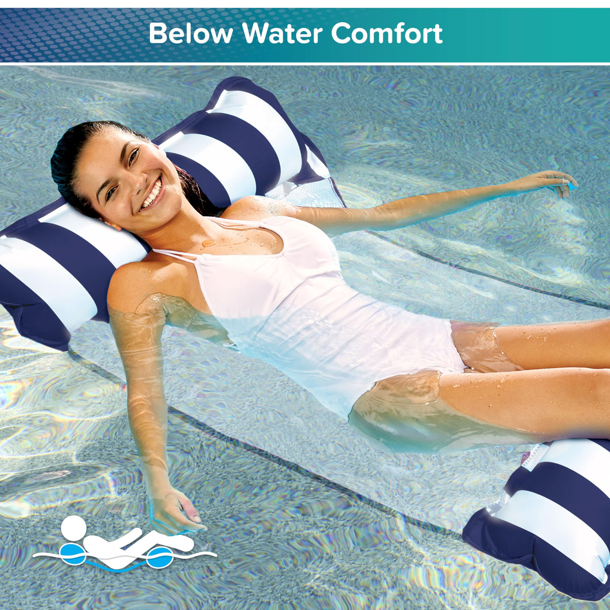 Light Blue, Navy & Burgundy/White Stripe 3-Pack Pool Float R370