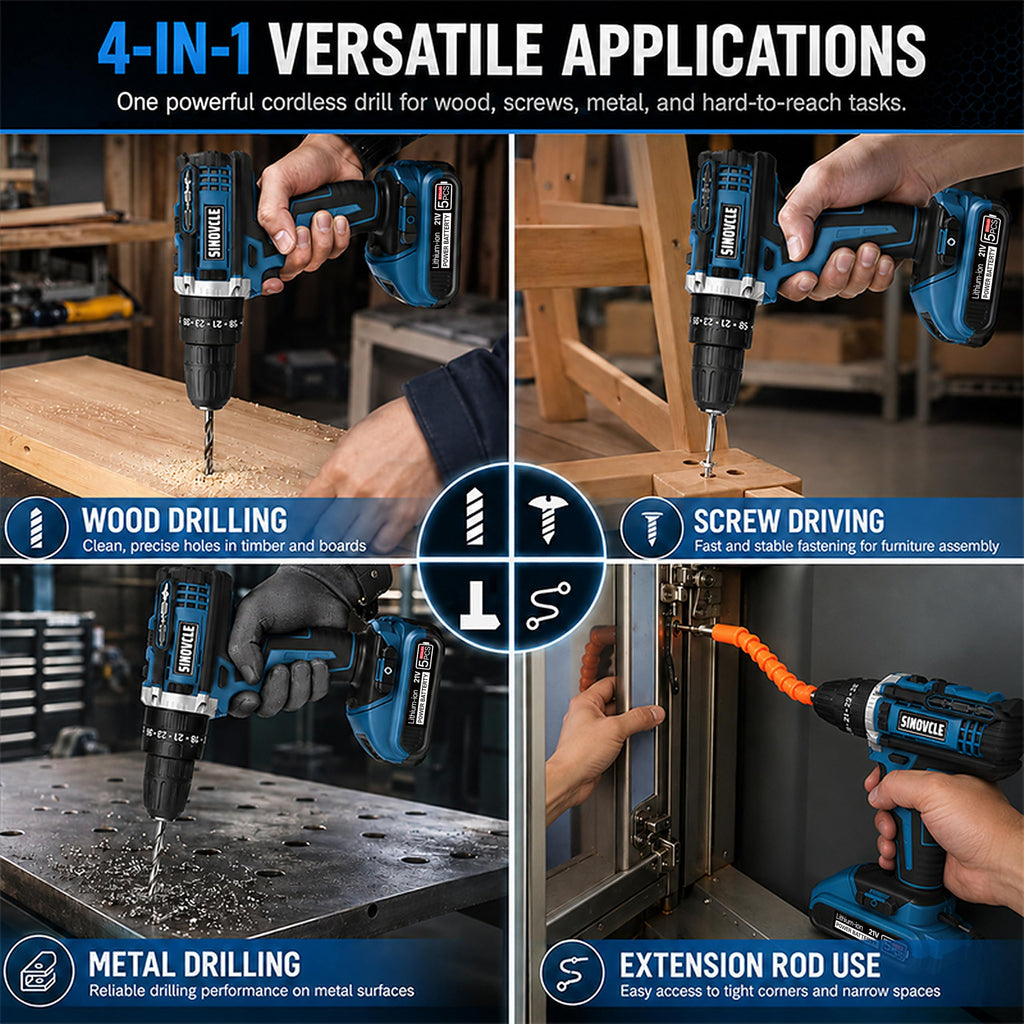21V Cordless Drill, 2 Batteries, 50Nm Torque, 30-Piece Kit F5950